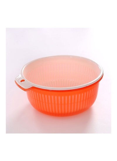 Buy Round Shaped Vegetable Colander Strainer Basket Orange/White in UAE