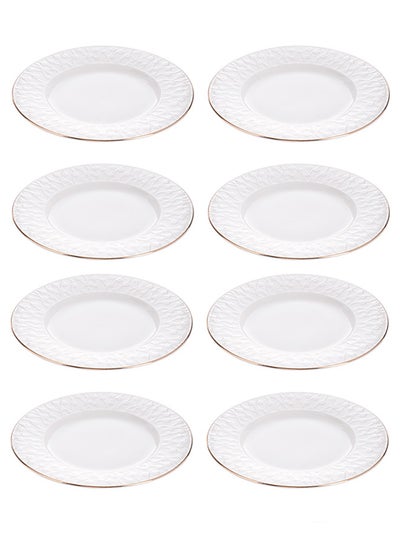 Buy 8-Piece Porcelain Dinner Plates White/Gold 7.5inch in Saudi Arabia