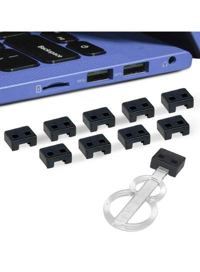Buy USB A Port Blockers 10-Pack Secure and Dust Resistant USB Port Caps USB A Dust Cap Female Port Protector with 1 Key and 10 USB Lock for PC Laptop and Notebook Data Protection Black in UAE
