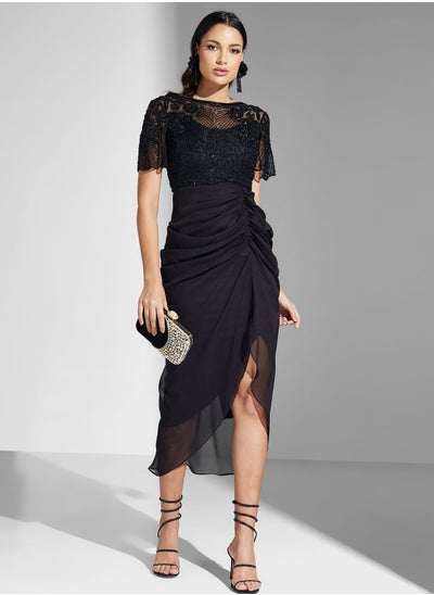 Buy Puff Sleeve V-Neck Dress in Saudi Arabia