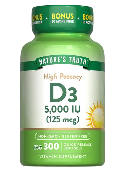 Buy High Potency Vitamin D3 125 Mcg (5,000 Iu), 300 Quick Release Softgels in UAE