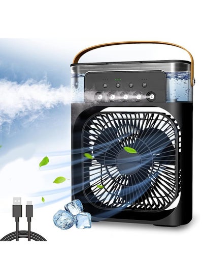 Buy "Portable Air Conditioner Fan,USB Personal Evaporative Air Cooler,Mini Humidifier Misting Fan with LED Light,3 Wind Speeds and 5 Spray Modes For Home Appliances " in UAE