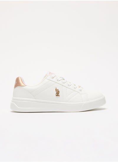 Buy Women's White Low-Top Sneakers - Classic Style with Gold Accent and Cushioned Comfort Sole for Everyday Wear in UAE