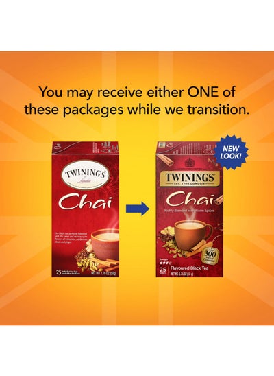 اشتري Twinings of London Chai Tea Bags, 25 Count في الامارات