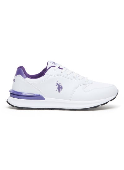 اشتري Women's Casual Sneakers - White with Purple Accents, Fashionable Low-Top Design في الامارات