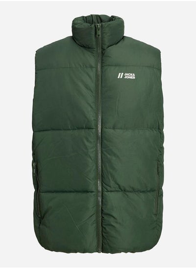 Buy Logo Print High Neck Sleeveless Padded Jacket in Saudi Arabia