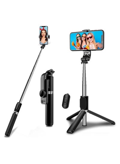 Buy Selfie Stick Tripod Wireless Remote Control Mini Extendable 4 in 1 Selfie Stick-360° rotation phone stand holder For Vlogging in UAE