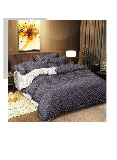 Buy King Size 6 Piece Duvet Cover Set Contemporary Leaf Print Bedding Sets, Smooth Cotton Material Modern Geometric Print in UAE