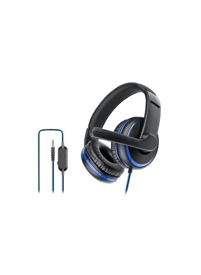 Buy headphon for ps4 with mice audio 3.5mm gaming design blue with black in Saudi Arabia