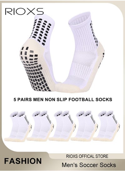 Buy Soccer Socks For Men Women 5 Pairs Athletic Socks Non-Slip Socks For Football Basketball Hockey Rugby Sports Sweat-absorbing Wear-resistant Sports Socks in UAE