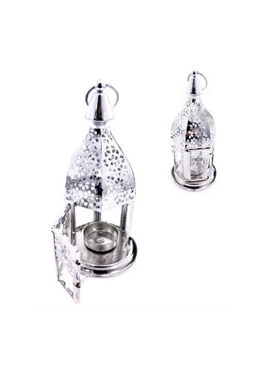Buy Silver Radiance Set of 12 Metal Lanterns 9x18cm Each, Illuminate with Modern Elegance in UAE