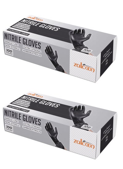 Buy Zalcoon Nitrile Exam Gloves, Black, Powder Free, Latex Free, 6-Mil, Best for Restaurant, Saloon, Kitchen, Cleaning, Food Prep (2 Pack x 100 Pieces) in UAE