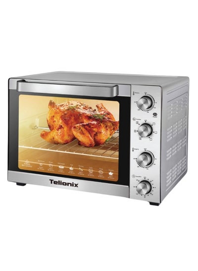 Buy Telionix Electric Oven TEO2902, 70L Capacity, 2200W, Full S/S Body, 120-Min Timer with Bell Ring, Adjustable 70-250°C, 4 S/S Heating Elements, Convection, Rotisserie & Lamp in UAE