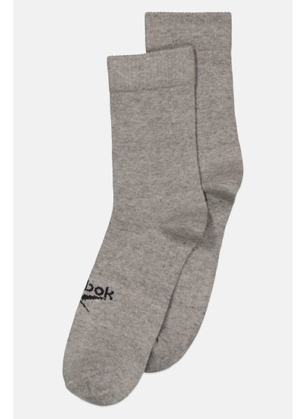 Buy Men 1 Pair Brand Logo Mid Crew Sock, Grey in UAE