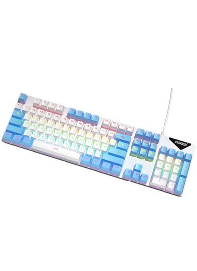 Buy FVQ302 Mixed Color Wired Mechanical Gaming Illuminated Keyboard (white blue) in Egypt