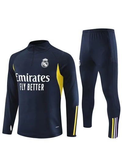 Buy 23/24 Real Madrid White Hoodie Half Zipper Jacket+ Pants in UAE