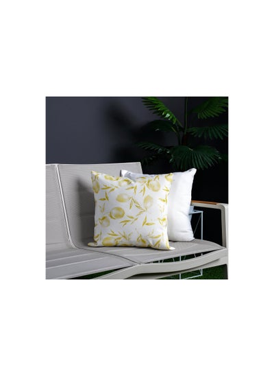 Buy Adonis Lemon Printed Filled Cushion 45x45cm - Yellow in UAE