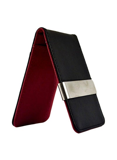 Buy Faux Leather Money Clip Holder 7x2cm Black/Red in UAE