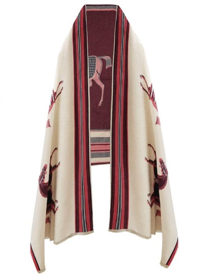 اشتري EXTREE Scarfs for Women Pashmina Silky Shawl Wrap for Evening Dressing Horse Scarf Blanket Open Front Poncho Cape في الامارات