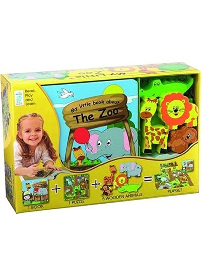 Buy My Little Village: Zoo (Book, Wooden Toy & 16-piece Puzzle) in UAE