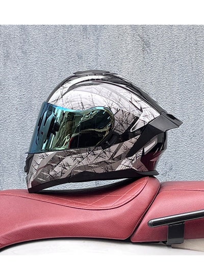 Buy New Double Mirror Helmet Semi Full Cover Four Seasons Motorcycle Helmet in Saudi Arabia