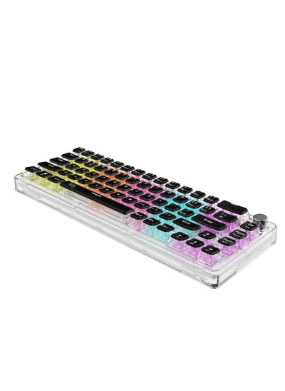 Buy Transparent Mechanical Keyboard with Pudding Keycaps and RGB Lights / Gaming - Transparent with Black Keys in UAE