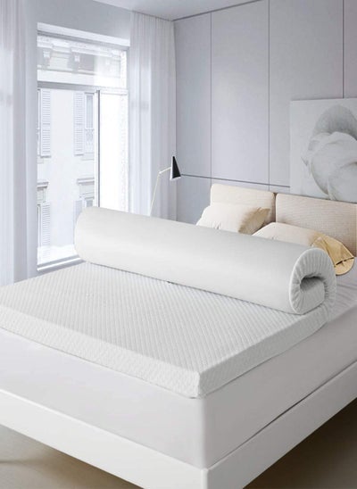 Buy VITAL Memory Foam (Visco) Mattress Topper Height of 5 cm With Removable Knitted Fabric Cover (Super King - 200 x 200) in UAE