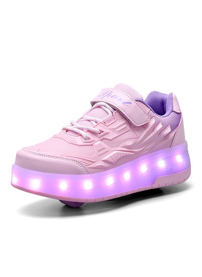 اشتري Roller Shoes USB Charge Girls Boys Sneakers with Wheels LED Roller Skates Shoes في السعودية