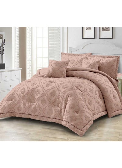 اشتري COMFY 6 PC KING SIZE PREMIUM EMBROIDERED COTTON PINK FLORAL COMFORTER SET في الامارات