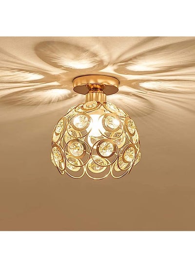 اشتري Becailyer Semi Flush Mount Ceiling Light Fixture, Antique Gold Metal Crystal Chandelier Lamp, Indoor Lighting for Bathroom Fixture Foyer Ceiling Fixture Hallway Lighting Fixture في السعودية