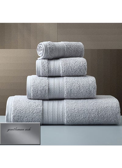 Buy 4-Piece Towel Set, Grey Cotton Luxury Plush Towels, 2 Square Towel, 1 Washcloths, 1 Bath Towel - Highly Absorbent, Quick Dry,Premium Quality Towel Hand Set for Bathroom in UAE