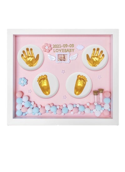 Buy Baby Footprint Kit, Baby Handprint Footprint Keepsake Kit, Gifts Photo Album Decorations Handprint Memorial Set, Unique Ornament for for Baby Boy Girl, Baby Nursery Memory Art Kit Frames(Pink) in Saudi Arabia