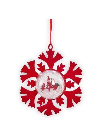 Buy Decorative Snowflake With Snow Ball, Red & White in UAE