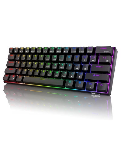 Buy RK61 Three Mode 2.4Ghz Wireless/Bluetooth/Wired 60% Mechanical Keyboard, 61 Keys RGB Brown Switch Gaming Keyboard With Software For Win/Mac in Saudi Arabia