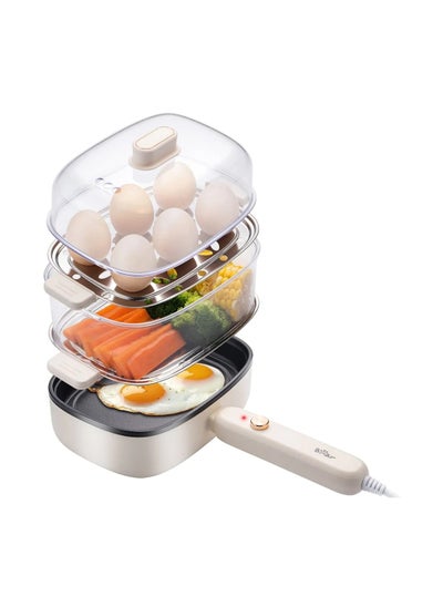 Buy 12 Eggs Boiler with Steamer Vegetables 500W Layers Design Combination Multifuntion Cooker Fryer Safe and Repaid Non-Stick Frying Pan (CN Plug) in UAE