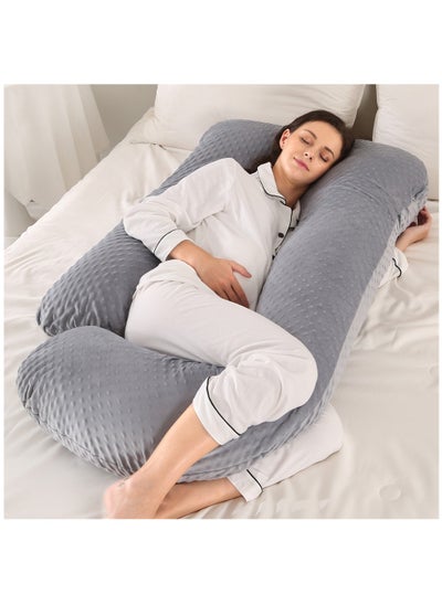 Buy Pregnancy Pillow, U-Shaped Full Body Maternity Support Pillow, Breastfeeding Pillow with Washable Velvet Cover for Support Pregnant Women Back, Hips, Legs in Saudi Arabia