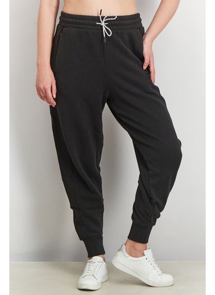 اشتري Women Drawstring Embroidered Logo Sweatpants, Black في الامارات