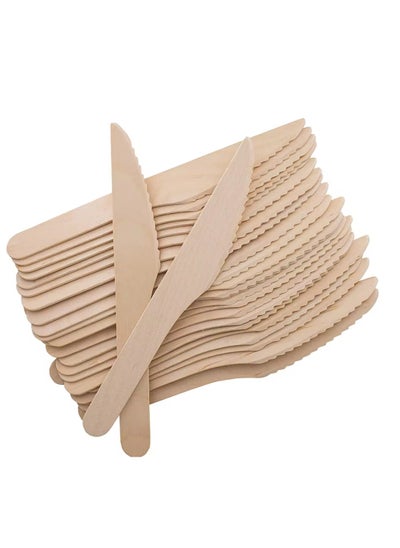 Buy 100 pcs disposable Knives wooden knives 100% Natural Wooden Disposable Cutlery Eco-Friendly in UAE