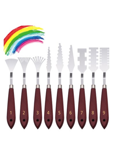 اشتري Palette Knife Set Stainless, Steel Painting Knife Set, Flexible Spatula Pallet Knife, Metal Artist Knives, with Acrylic Wooden Handle for Oil Paint Canvas في الامارات