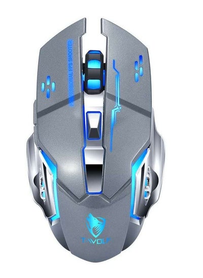 Buy Charging Mute Wireless Mouse Gaming Business Luminous Mechanical Mouse Q13 single mode metal gray in Saudi Arabia