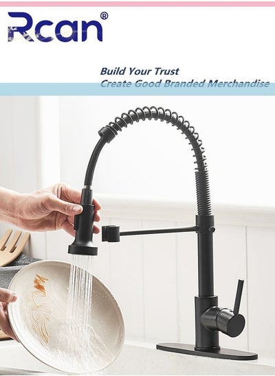 Buy Kitchen Faucet with Pull-Down Countertop 360 Degree Swivel Sprayer Nozzle Brushed Nickel Stainless Steel Single Handle Sink Spring Faucet Hot and Cold Dual Control Faucet for Kitchen Bathroom Balcony in Saudi Arabia