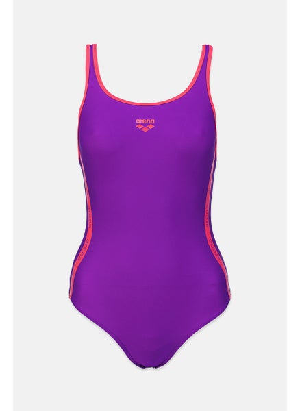 اشتري Women Brand Logo One Piece Swimsuit, Purple في السعودية