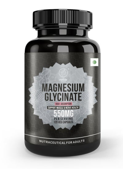 Buy Magnesium Glycinate High Absorption 550MG 120 Veg Capsules in UAE