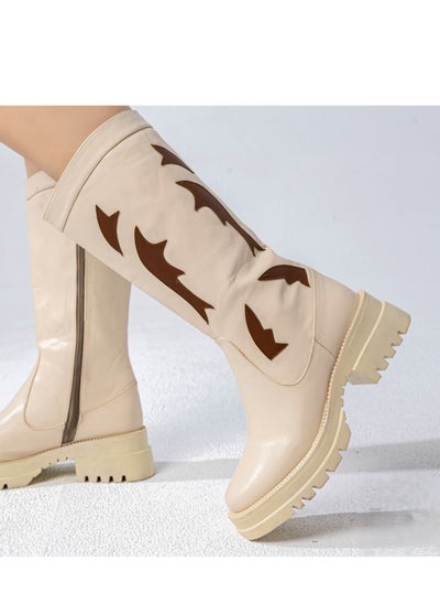 Buy Leather Boot With Side Embellishments B-42-BEIGE in Egypt