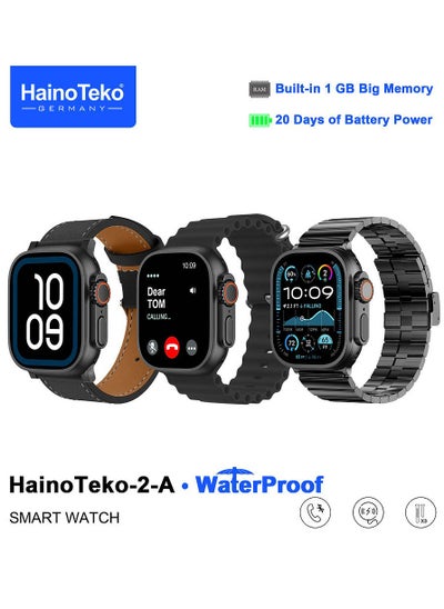 Buy Haino Teko 2 A Smartwatch With Waterproof Full Screen AMOLED Display 20 Days Battery Life and 3 Pair Straps Designed For Ladies and Gents Black in UAE