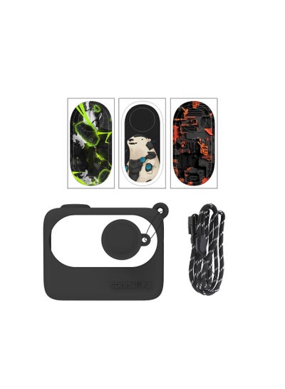 Buy Silicone Case Camera Sticker Lens Cover for Insta360 Go3, Protective Case with Lanyard Anti-Scratch Skin Camera Accessories, Host Lens Fully Wrapped, Waterproof for Travel, Sports(Black) in Saudi Arabia
