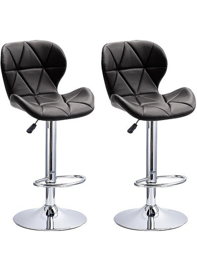 Buy Bar Chairs Swivel Height Adjustable Bar Stools PU Leather Padded Breakfast Barstools in Saudi Arabia