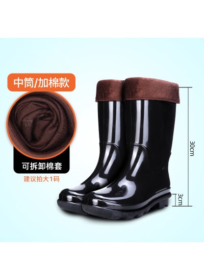 Buy New PVC High-Top Durable Work Rain Boots Men608 medium tube with cotton cover 608 medium tube with cotton cover in Saudi Arabia