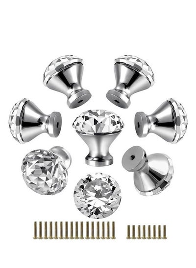 Buy 8 Pieces Dresser Drawer Cabinet Knobs 30 mm Diamond Shaped Crystal Glass Knobs Pulls for Bi-fold Door Bathroom Cupboard Desk Nightstand Bookcase in Saudi Arabia