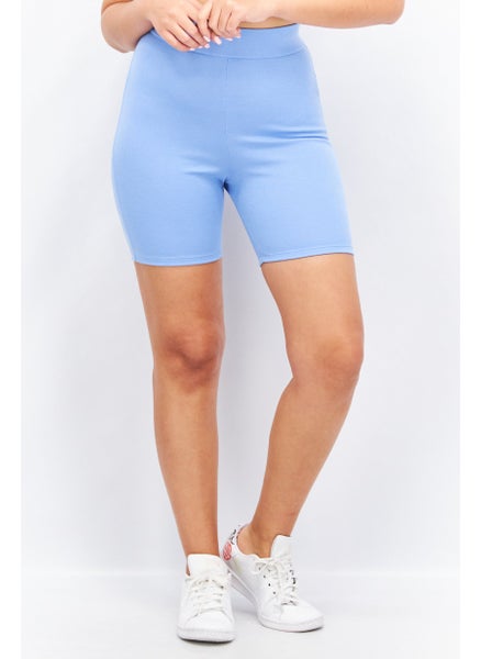 Buy Women Regular Fit Plain Basic Shorts, Blue in UAE